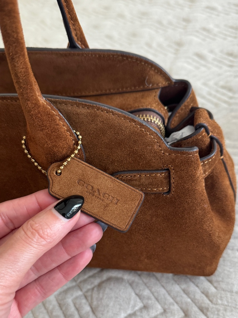 Coach Warm Brown Suede Empire 34 - Picture 9 of 10